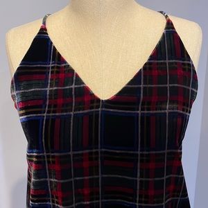 Velvet plaid top